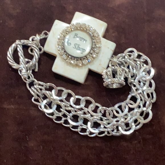 “Born to Shop” bracelet vintage bracelet cross - Picture 2 of 16